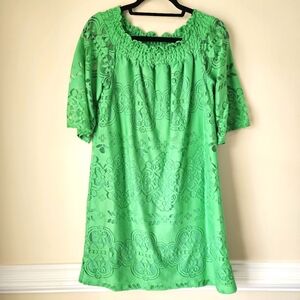 NY&CO Green lace on/off shoulder dress